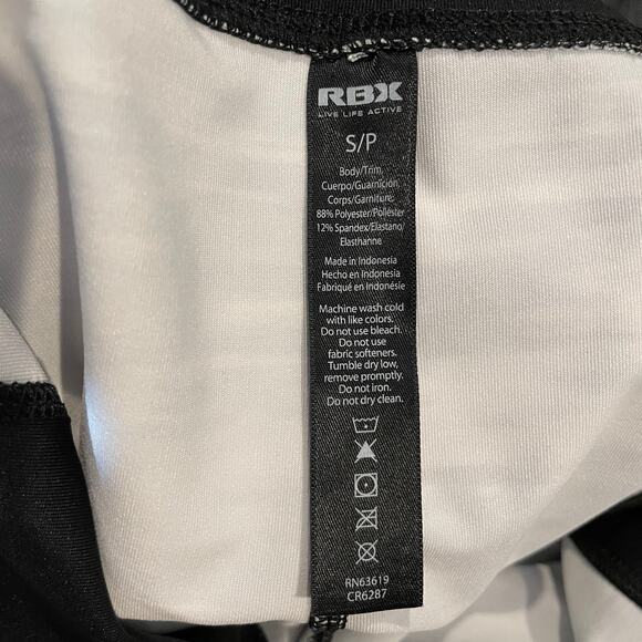 RBX Women's Workout Crop Leggings Mesh Detail Black White Size Small Activewear - Picture 9 of 10